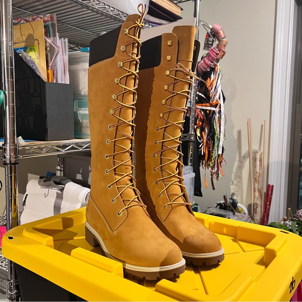 Women's Timberland® Premium 14-Inch Waterproof Boot - Wheat Nubuck Women US 8.5